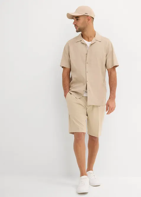 Kortermet skjorte av luftig linmiks, Loose Fit, bonprix