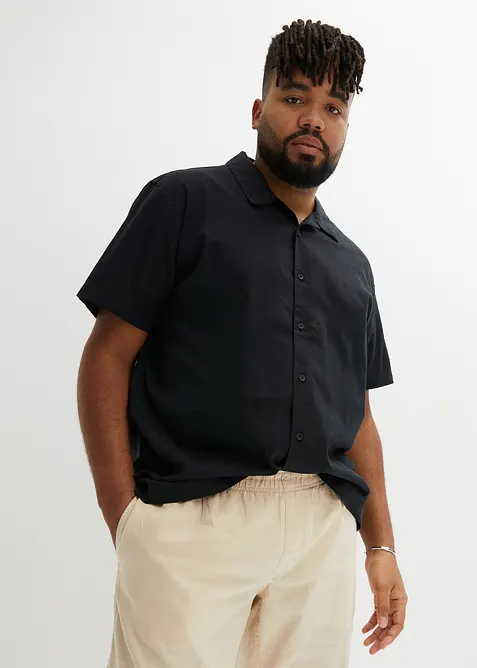 Kortermet skjorte av luftig linmiks, Loose Fit, bonprix