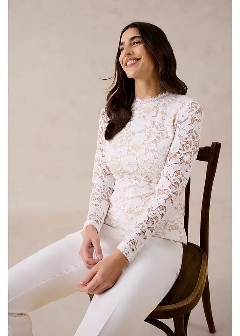 Langermet topp av blonde, bonprix