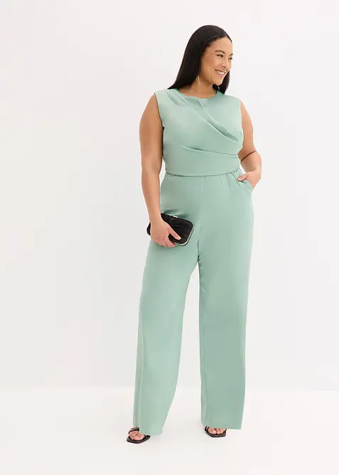 Jumpsuit i sateng med glans, bonprix
