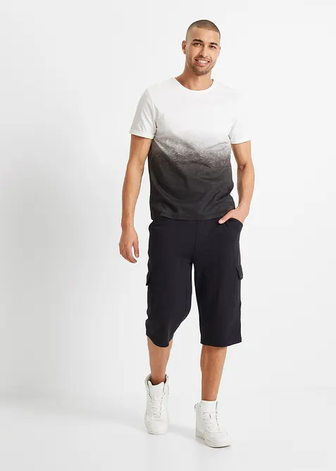 Lang cargo-bermudashorts i 100% bomullstrikot, Regular fit, bonprix
