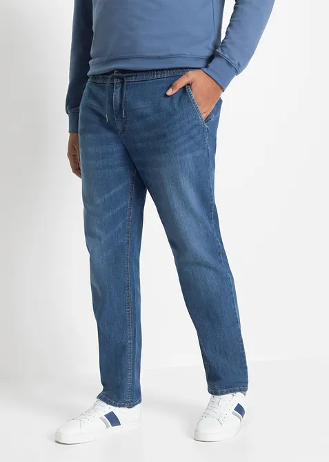 Regular fit-pull on-jeans i lett denim med stretchlinning, Straight, bonprix