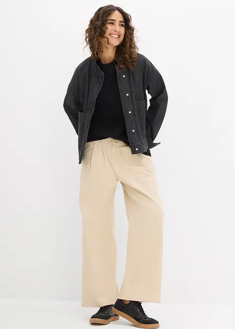 Oversized topp i formstabil, 100% &oslash;kologisk bomull, bonprix