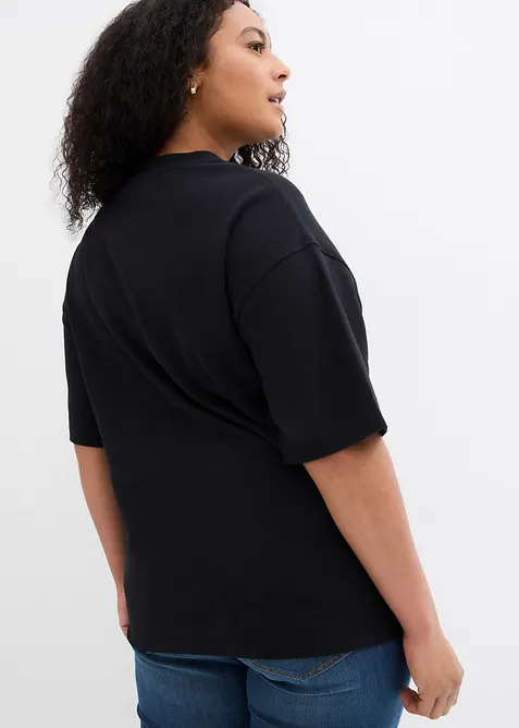 Oversized topp i formstabil, 100% &oslash;kologisk bomull, bonprix