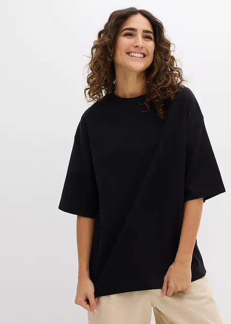 Oversized topp i formstabil, 100% &oslash;kologisk bomull, bonprix