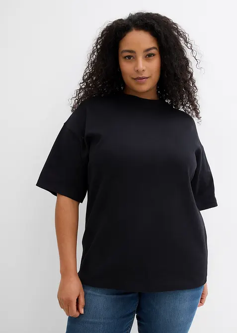 Oversized topp i formstabil, 100% &oslash;kologisk bomull, bonprix