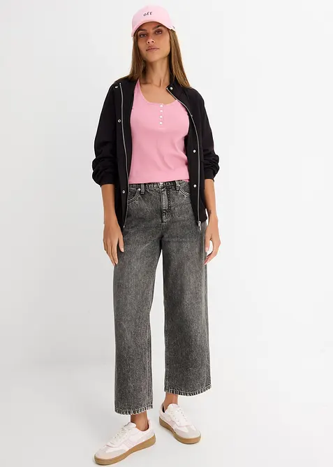 Loose Straight-jeans Mid Waist, cropped, bonprix