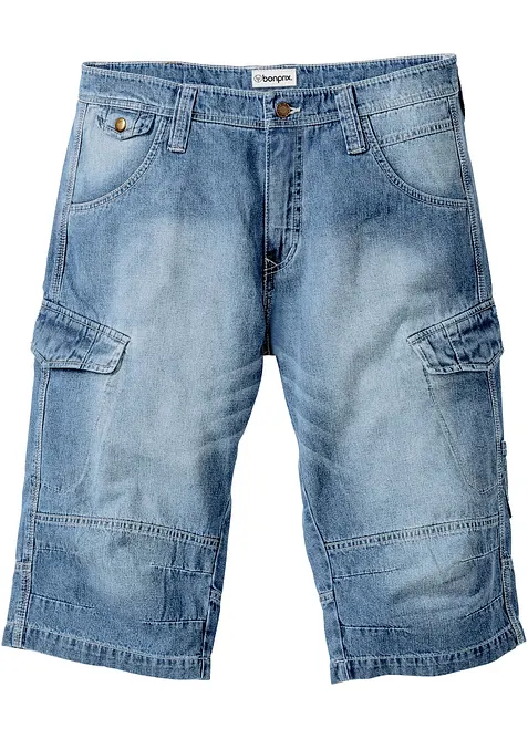 Lang cargo-bermudashorts i lett denim med stretch, Relaxed Fit, bonprix