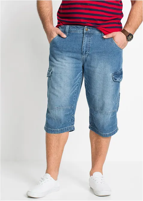 Lang cargo-bermudashorts i lett denim med stretch, Relaxed Fit, bonprix