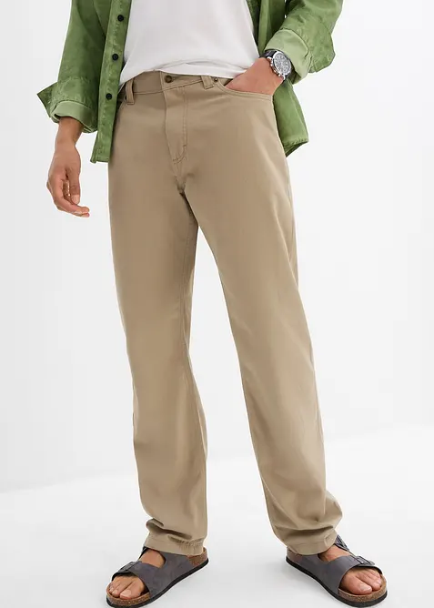 Regular fit-twillbukse i 100% bomull, straight, bonprix