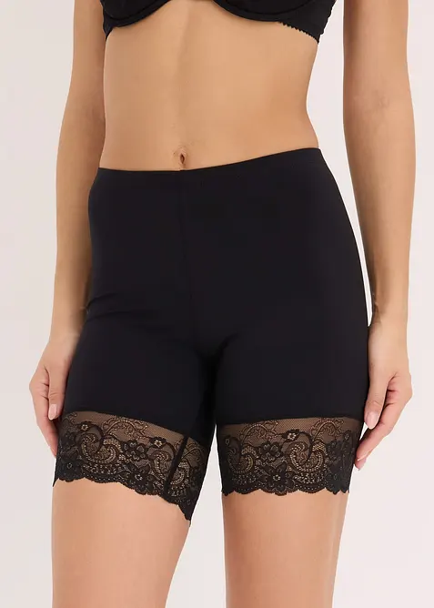 Sykkelbukse "med anti-gnisse-effekt" i kj&oslash;lende polyamid med blonder p&aring; benet, bonprix