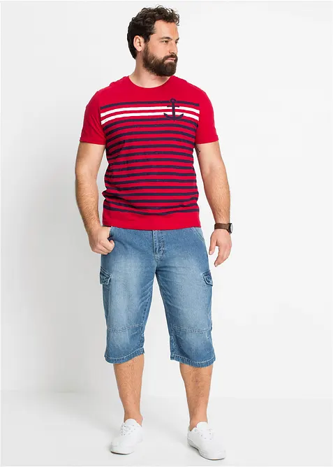 Lang cargo-bermudashorts i lett denim med stretch, Relaxed Fit, bonprix