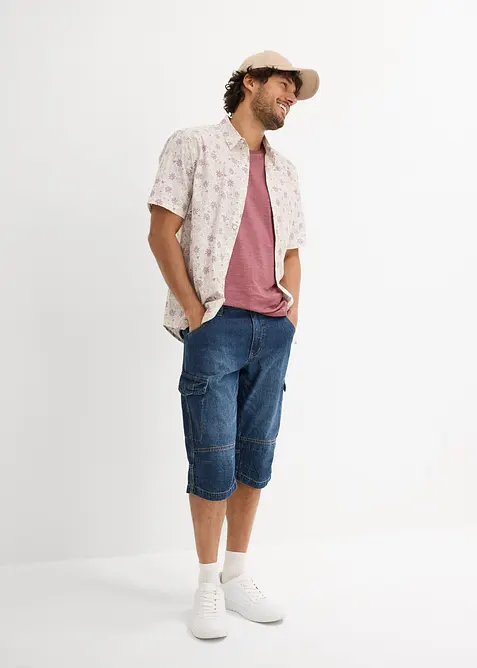 Lang cargo-bermudashorts i lett denim med stretch, Relaxed Fit, bonprix