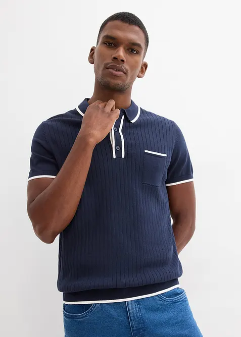 Poloskjorte med kontrastfargede detaljer, bonprix
