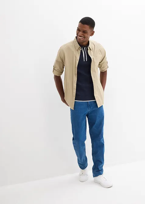 Poloskjorte med kontrastfargede detaljer, bonprix