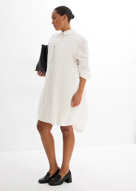 Skjortekjole i 100% bomull med boblekant, bonprix