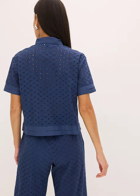 Bluse med hullbroderi, bonprix