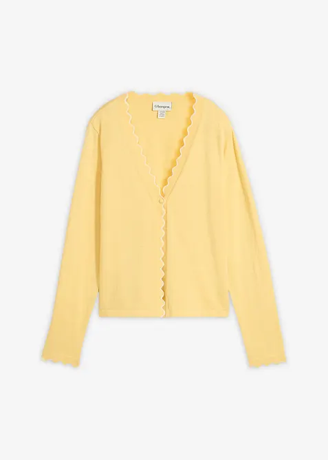 Finstrikket cardigan med silke, bonprix