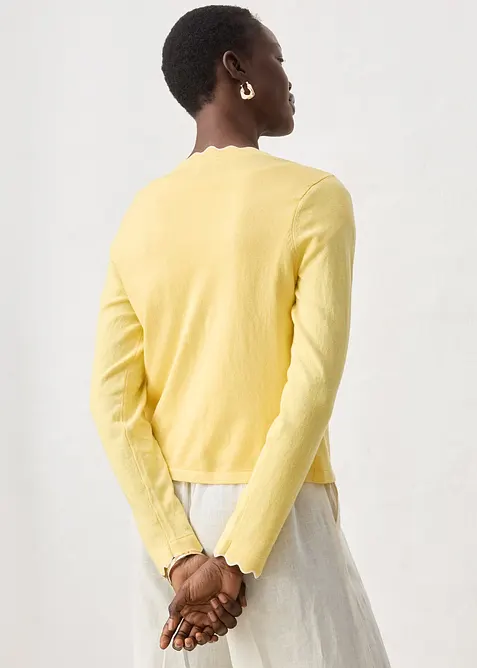 Finstrikket cardigan med silke, bonprix