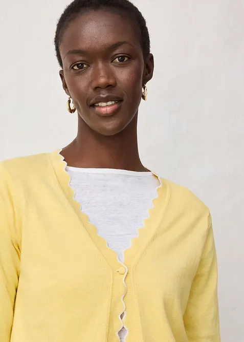 Finstrikket cardigan med silke, bonprix