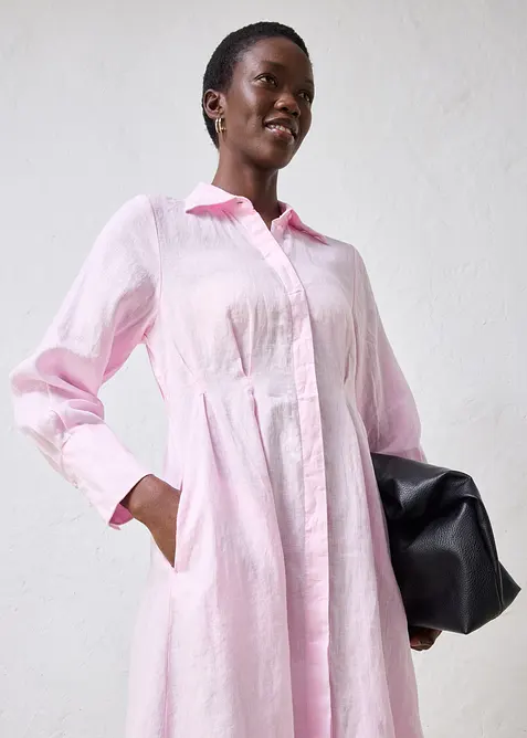 Skjortekjole i lin, bonprix