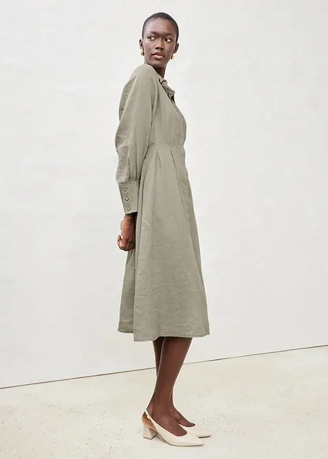 Skjortekjole i lin, bonprix