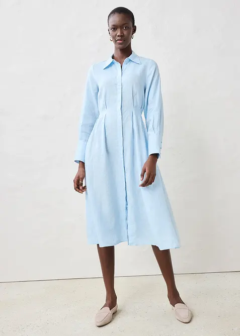 Skjortekjole i lin, bonprix