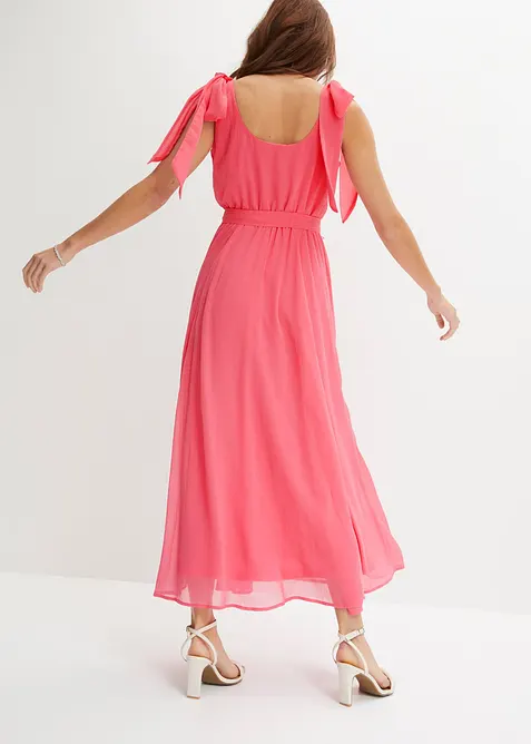 Chiffonkjole med sl&oslash;yfedetaljer, bonprix