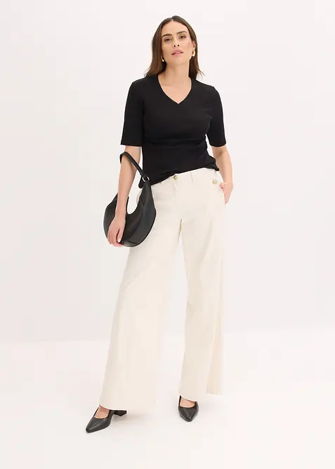 Wide Leg-bukse med stretch, bonprix