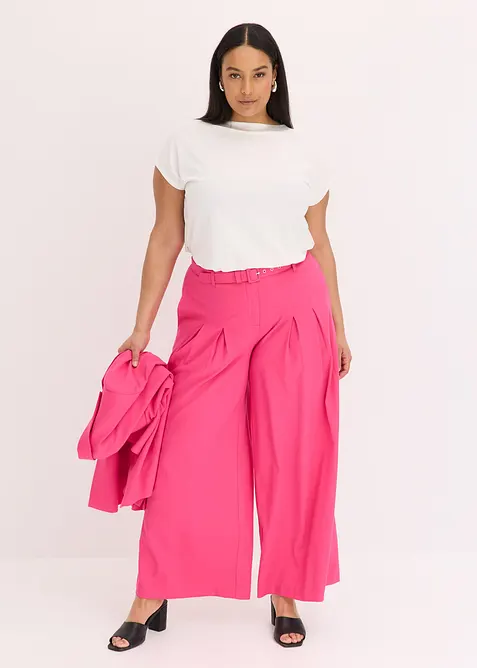 Bukse med legg og belte (2-delt sett), bonprix