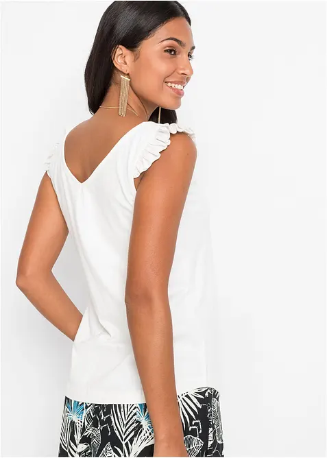 Ermel&oslash;s topp i 100% &oslash;kologisk bomull, bonprix