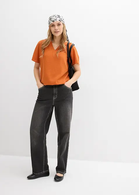 Oversized bluse med elastisk nederkant, bonprix