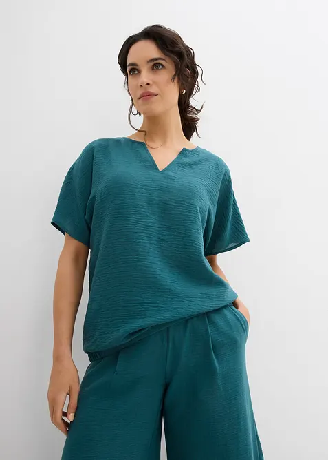 Oversized bluse med elastisk nederkant, bonprix