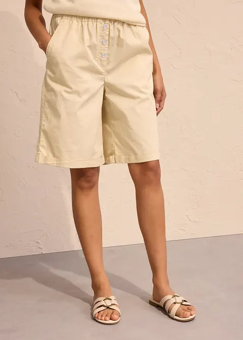 Bermudashorts i papertouch-materiale av bomullsmiks, bonprix