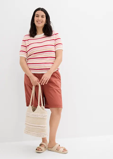 Bermudashorts i papertouch-materiale av bomullsmiks, bonprix