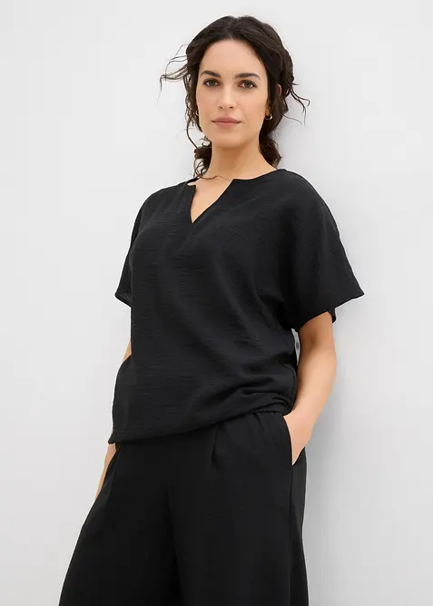 Oversized bluse med elastisk nederkant, bonprix