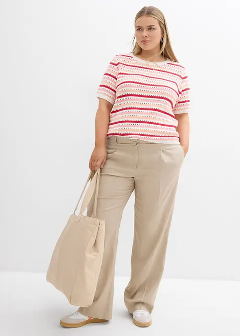 Strikketopp med hullm&oslash;nster, bonprix