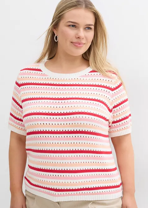 Strikketopp med hullm&oslash;nster, bonprix