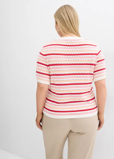 Strikketopp med hullm&oslash;nster, bonprix