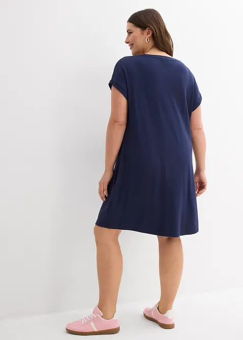 Jerseykjole med broderi i viskose med elastan, bonprix