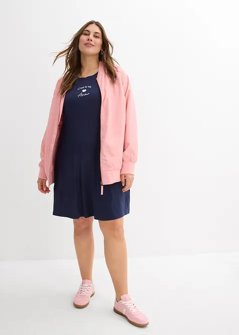Jerseykjole med broderi i viskose med elastan, bonprix