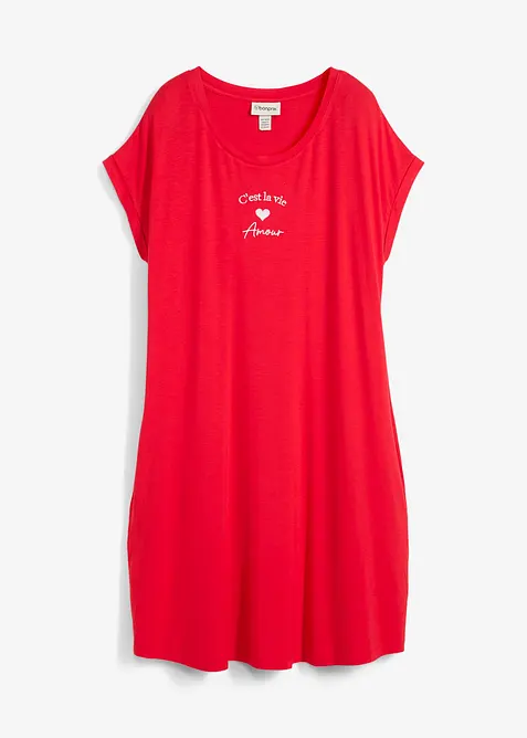 Jerseykjole med broderi i viskose med elastan, bonprix