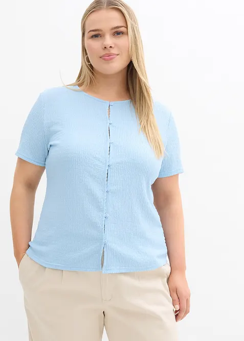 Topp i strukturmateriale med knappestolpe, bonprix