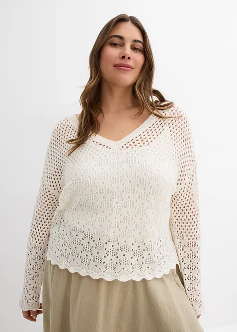 Lett genser med hullm&oslash;nster, bonprix