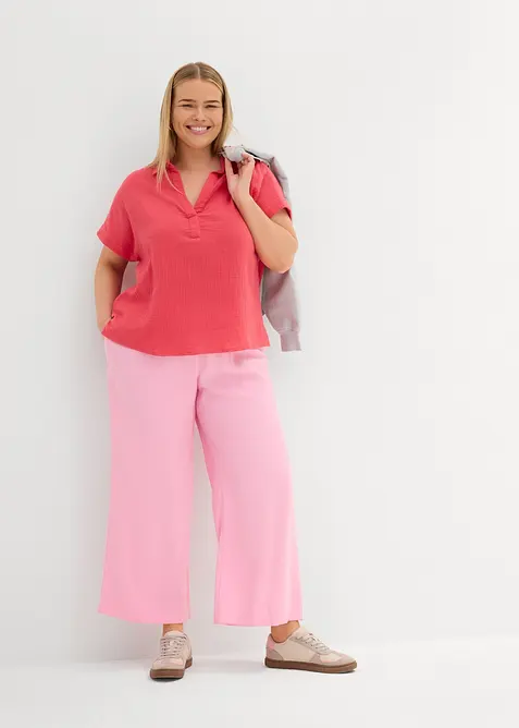 Kortermet musselinbluse, bonprix