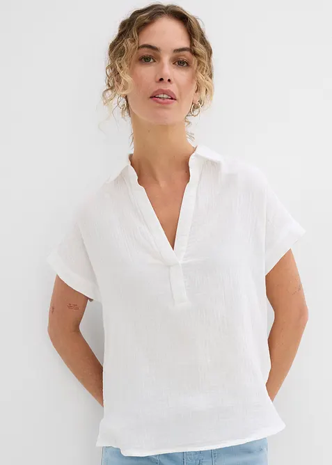 Kortermet musselinbluse, bonprix