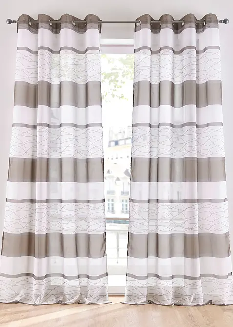 Gardin med stripe-print og resirkulert polyester (1-pack), bonprix