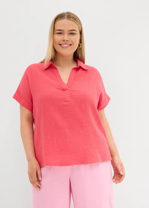 Kortermet musselinbluse, bonprix