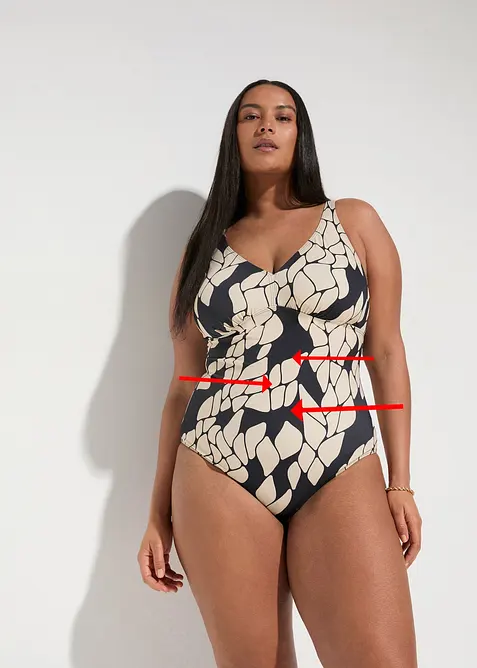 Shape-badedrakt med V-hals, middels formende, bonprix