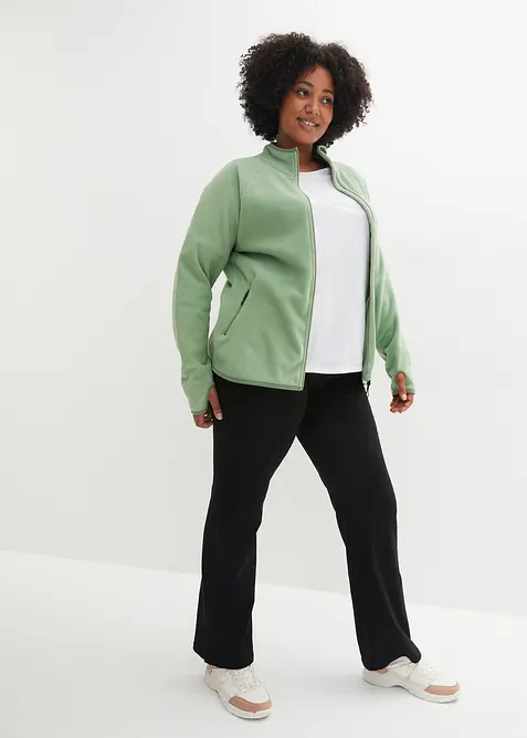 Fleecejakke med glidel&aring;slommer, bonprix